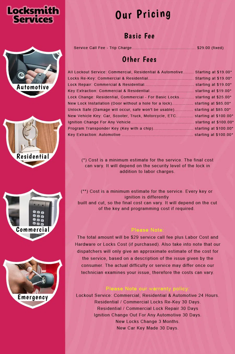 Dunellen NJ Locksmith Store Dunellen, NJ 732-806-7430 - price-list-c-18